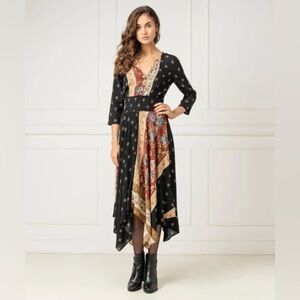 DESIGUAL Long Asymmetric Patchwork Dress
